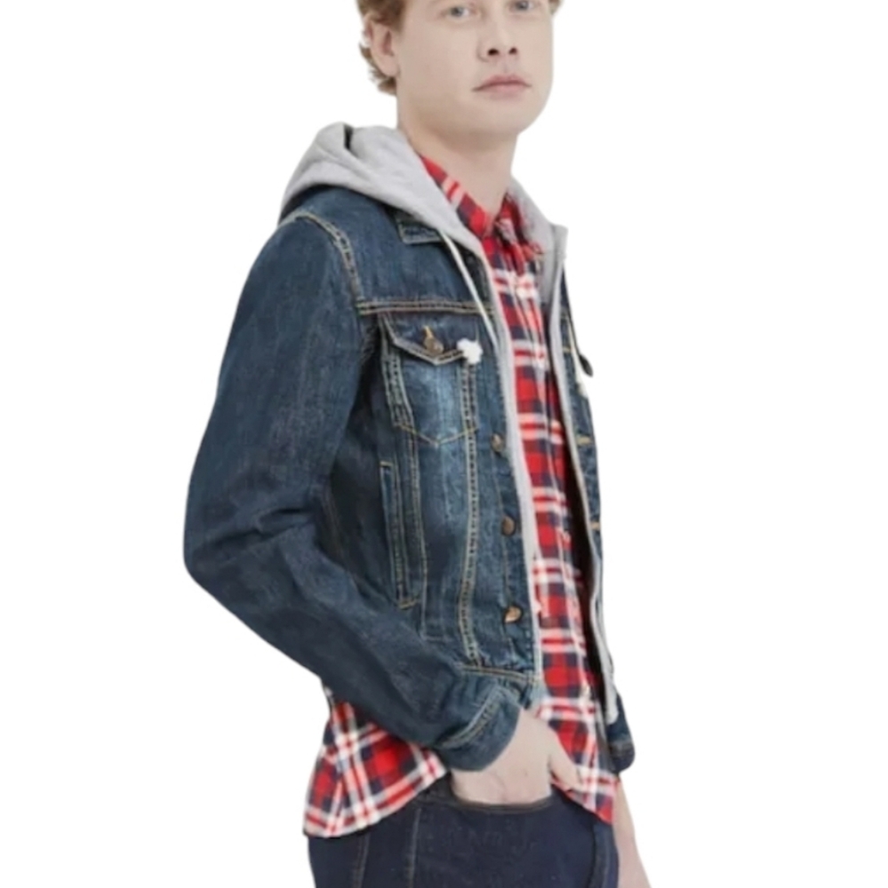 Sun+Stone Reeves trucker hooded denim jacket size XXL
